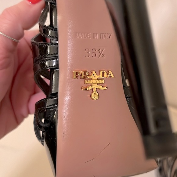 Prada Black Patent Leather Caged Platform Heels - Picture 11 of 16